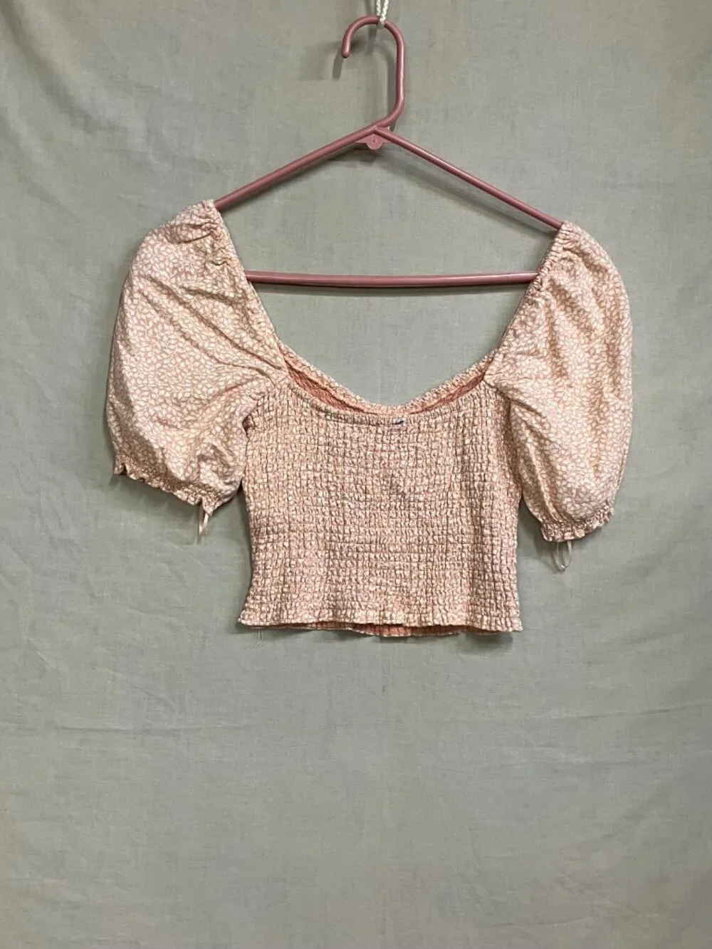 Abercrombie & Fitch Blouse Women XS Multicolor Smocked Puff Sleeve Cropped Knit